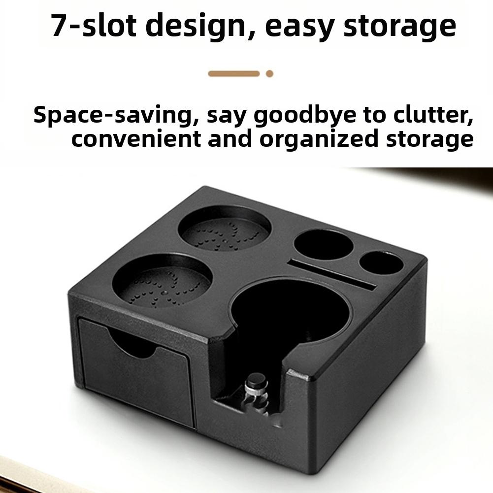 Portafilter Holder Coffee Tamper Drawer Multifunctional Organization Puck Sieve Slot Removable Tamper Base For Home Brewing