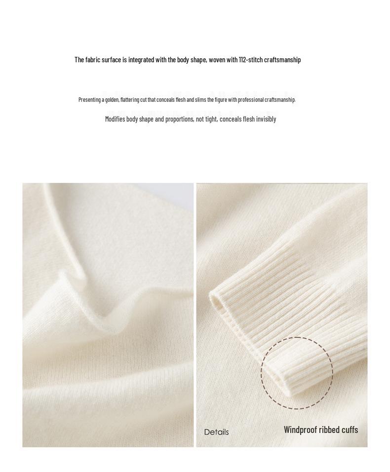 Cashmere Loose Neck Sweater - Women's Autumn/Winter 2026 Knit, Versatile & Slimming Solid Color