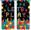Kids Boys Curtains For Bedroom,Colorful Building Blocks Toys Plastic Brick Toy Pattern Abstract Contour Printed Blackout Drapes
