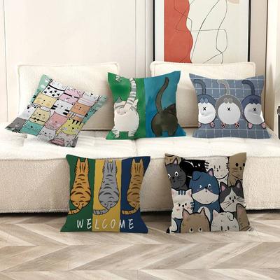 Kawaii Anime Cat Cute Decorative Room Aesthetics Pillow Case Home Decor Bedroom Sofa Bed Couch Pillow Cover 45x45