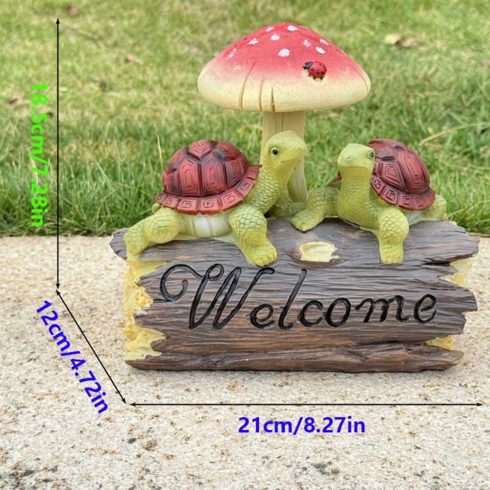 Resin Turtle Mushroom Statue Ornament Cute Cartoon Animal Statue Handicraft Creative Miniatures Figurine Sculpture Living Room