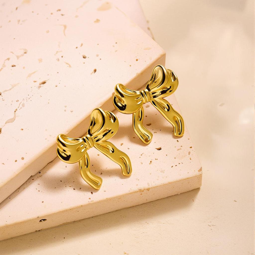 Geometric Irregular 18k Gold Titanium Steel Earrings for Women