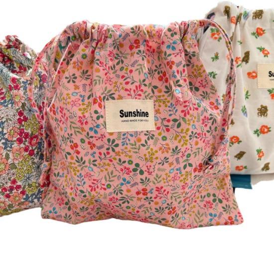 Fruit Print Drawstring Storage Bag Change Coin Lipstick Headphone Pouch Mini Cute Candy Jewelry Pocket Organizer Cosmetic Bags