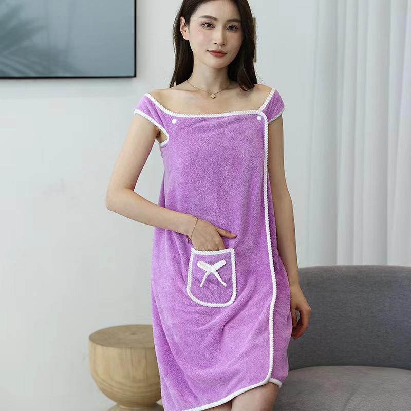 Thick Absorbent Coral Fleece Bath Skirt: Soft, Wearable, Household Bath Towel, Softer Than Cotton Bathrobe, Class A