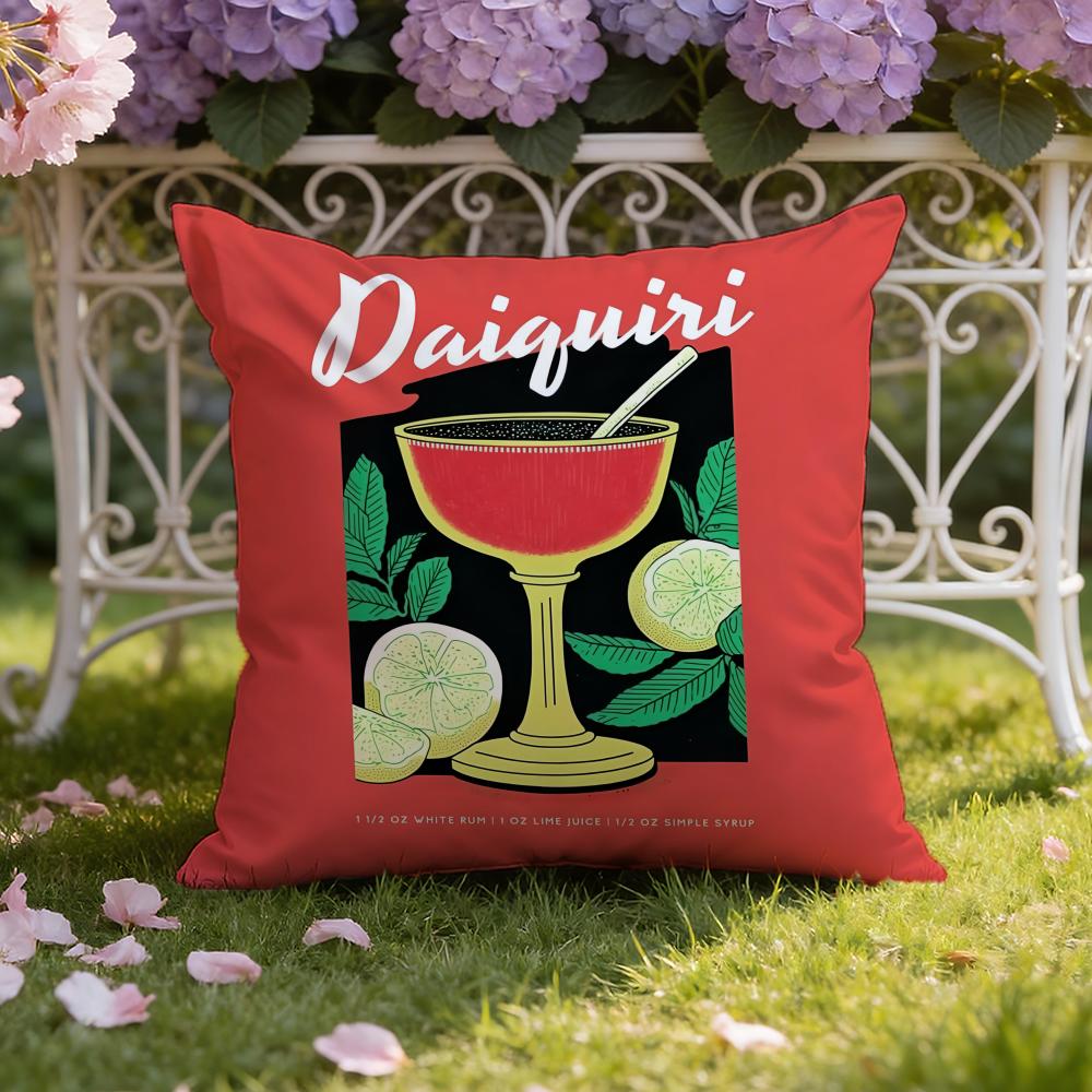 D-Daiquiri Cocktail Cushion Cover Home & Car Dual-Scene Pillow Cover: Reversible for Premium Comfort