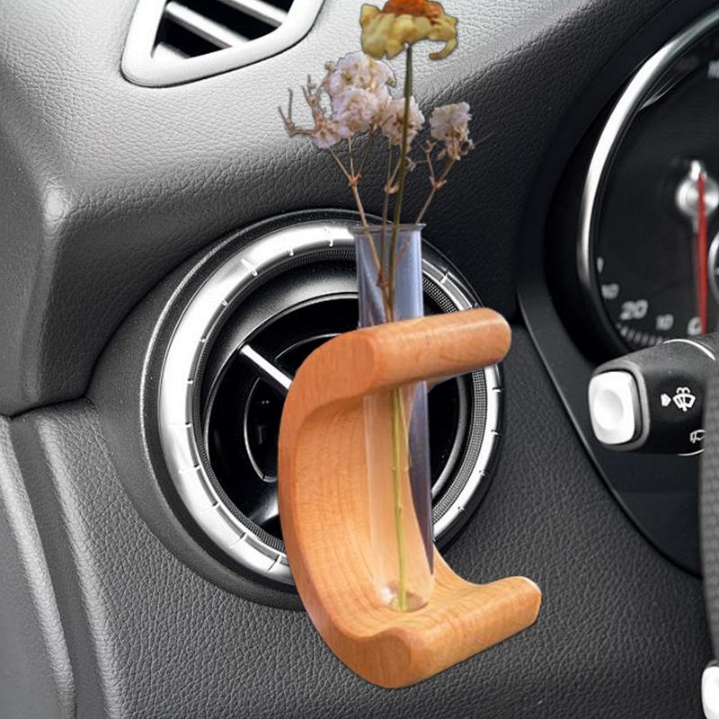Wooden Car Flower Vase Vent Clip Sturdy Air Outlet Vase Car Vent Clip Portable Automotive Air Fresheners Car Air Vent For