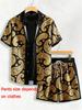 2026 Summer New Lapel Short-Sleeve Shirt and Shorts Baroque Gold 3D Printed Shirt