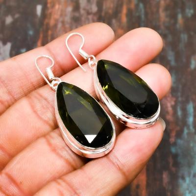 Peridot, edelsten 925 Sterling sølv Håndlaget fantastiske smykker øredobber