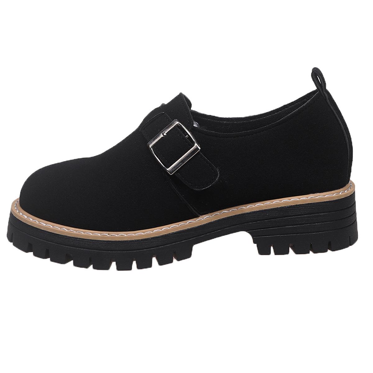 BK1 ретро кеды на липучке Dexun shoes 22 осень новые уродливые милые круглый нос повседневные shell 36 чёрный