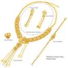 Elegant Arabic Wedding Tassel Necklace Set - 24K Gold-Plated Jewelry, Four-Piece Collection