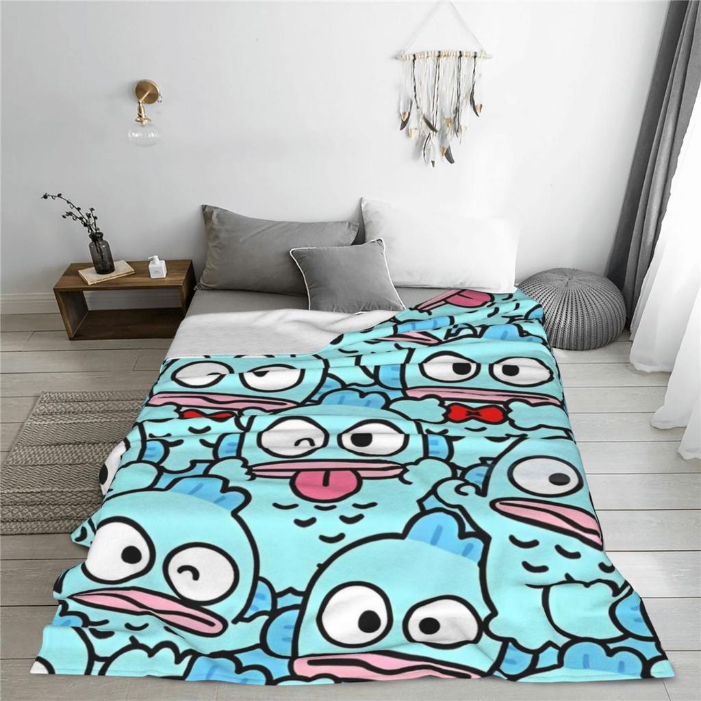 Hangyodon Make Faces Cartoon Wool Blanket Cute Kawaii Vintage Throw Blankets for Home Hotel Sofa 150*125cm Bedspreads