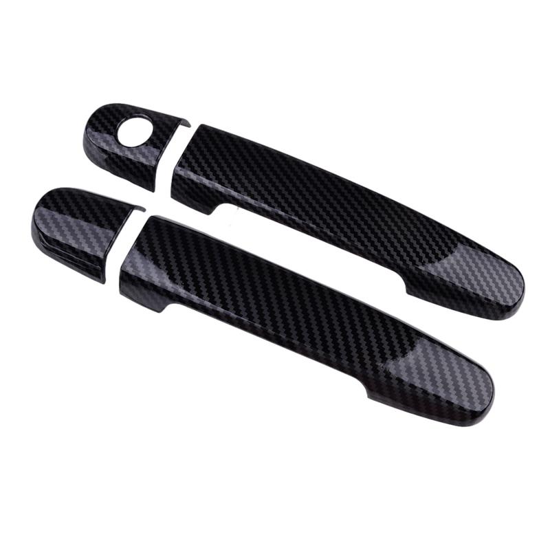 Car Door Handle Cover Trim Molding Kit Fit for Toyota Yaris Sedan Hatchback 2007-2009 2010 2011 Carbon Fiber Texture ABS Plastic