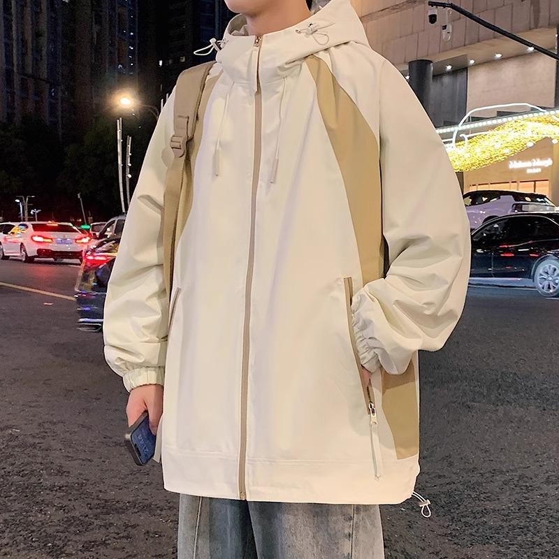 New Jacket Men's Spring and Autumn Casual Hooded American Loose Autumn Suit