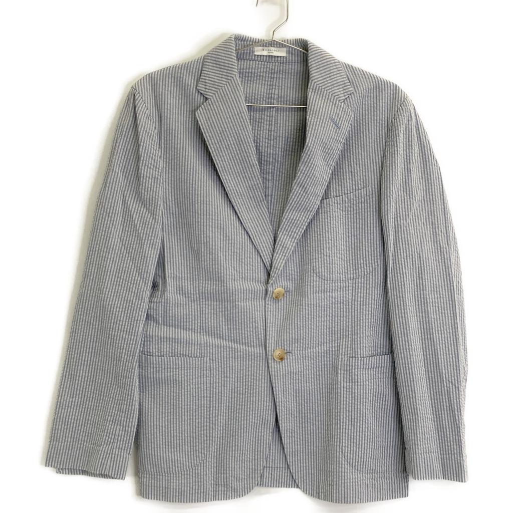 BOGLIOLI M1402I Cotton Striped Seersucker Jacket Jacket 46 Blue X whiteUsed