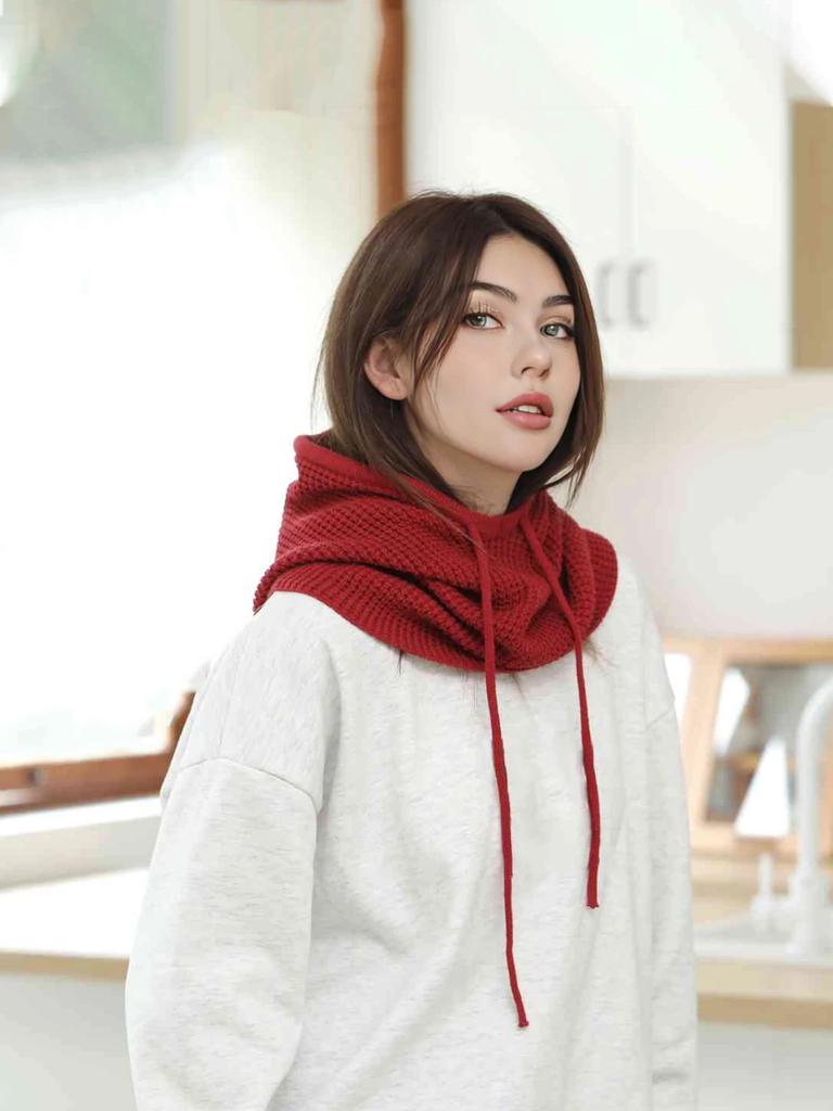 A Women Winter Beanie Hats One-Piece Knit Balaclavas Mask Neck Circle Scarf Ski Snow Hat