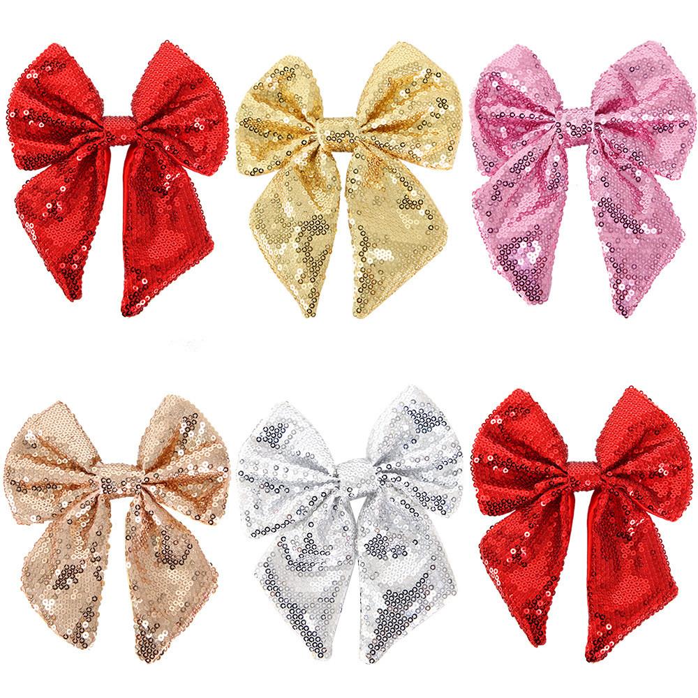 Festive Christmas Decorative Bow With Iridescent Sequins For Stunning Tree Dcor