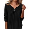 Women's Button-neck Solid-color Long-sleeved Pullover T-shirt Top