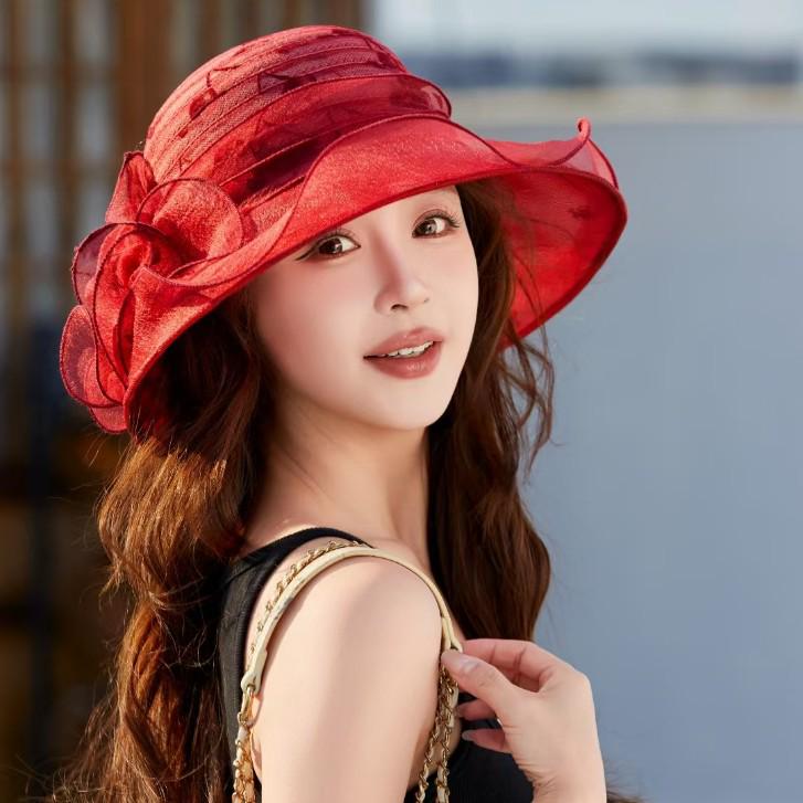 Damen Fedora im koreanischen Stil - Atmungsaktiver Sonnenschutzhut für Frühling, Herbst und Strandreisen.