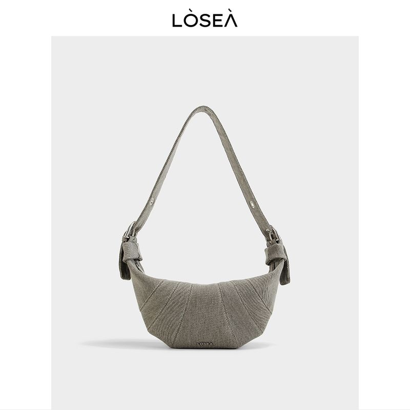 

Losea Выстиранный Деним Круассан Женская 2025 Новая Сумка Большая Вместимость На Плечо Сумка Мессенджер Ретро Женская Сумка Denim Gray small size([In Stock]])