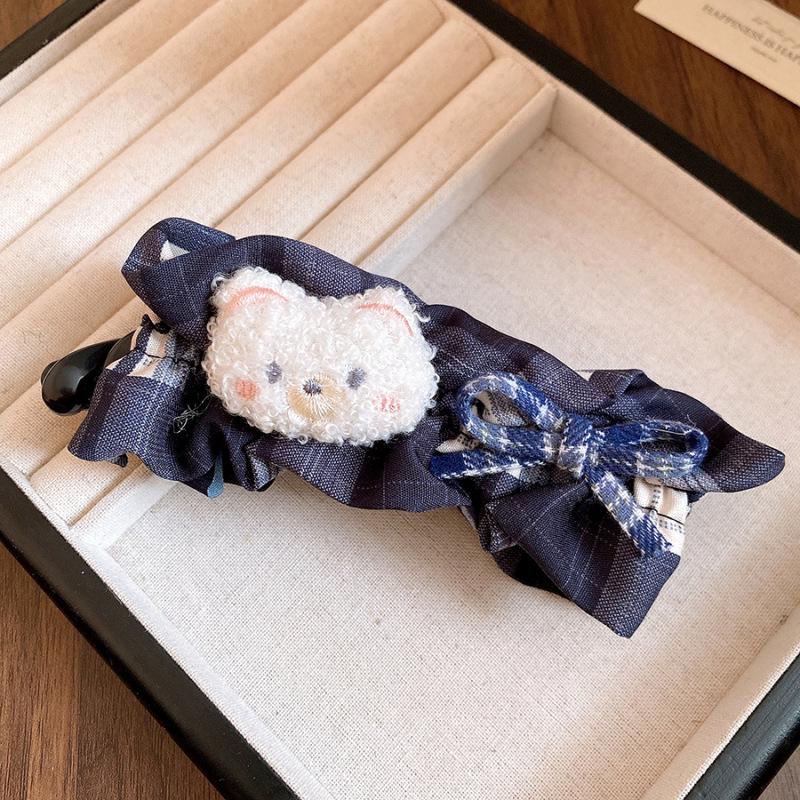 Teddy Bear Bow Hair Clip: Cute, High-End Pleated Design