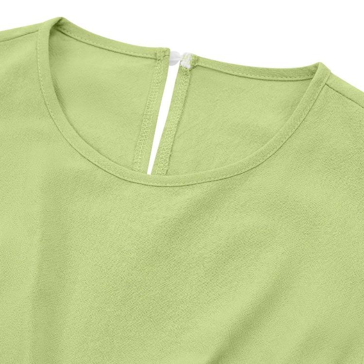 Women Summer Casual A-Line High Waist Short Sleeve Dress Solid Color O-Neck Above Knee Dresses Spring S-XL