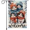 Welcome Winter Garden Flag  Double Sided Cute Kittens In Hats and Scarves Outdoor Yard Decoration for Holiday Porch Lawn House Farmhouse Winter Decor