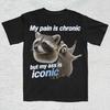 My Pain Is Chronic But My Ass Is Iconic Shirt, Funny Possum Shirt, Silly Shirts, Raccoon Meme Shirt,Vintage Raccoon T-Shirt Y...