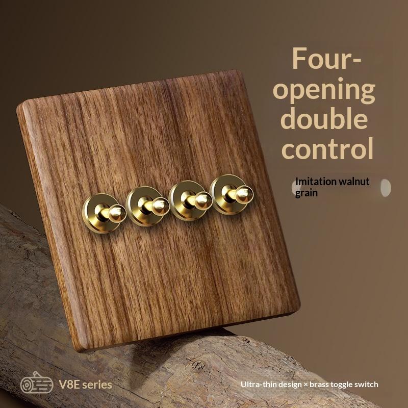 2 Gang Toggle Light Switch with Premium Brass Levers Classic Retro Style for Old House Renovation Wall Upgrade
