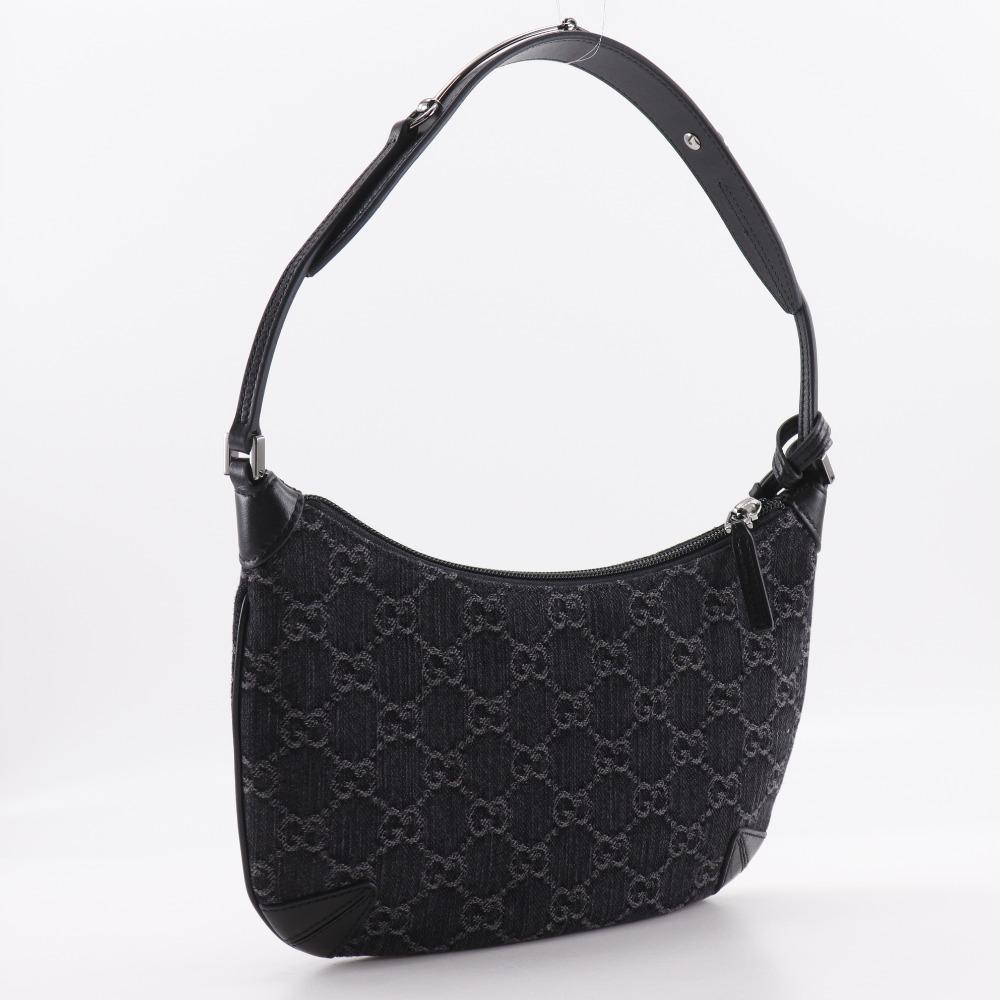 GUCCI Horsebit Slim Small Shoulder Shoulder Bag 774719 GG black denim Women Used