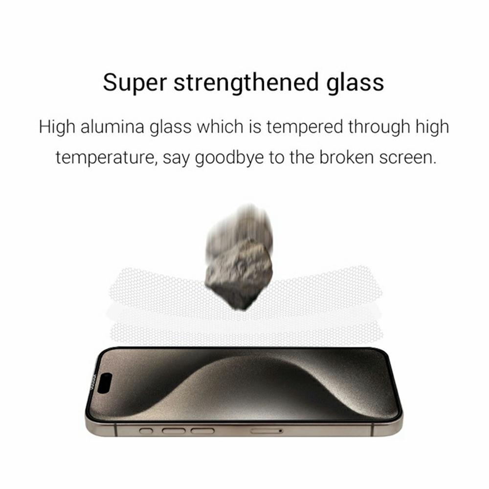 KZDOO For iPhone 16 Pro Anti-Dust Clear Screen Protector 3D Curved AB Glue Tempered Glass Film