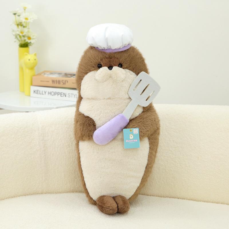 

Sea Stuffed Otter Animals Cute Chef Cartoon Girls Children Holiday Gift Doll коричневый