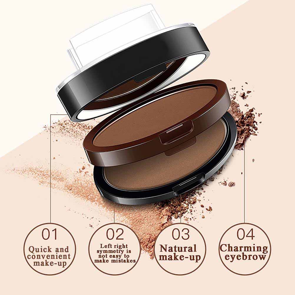 1 Set Double Layer Dual Color Lazy Eyebrow Powder Stamp, Long Lasting, Waterproof, Sweatproof, Smudge Proof Brow