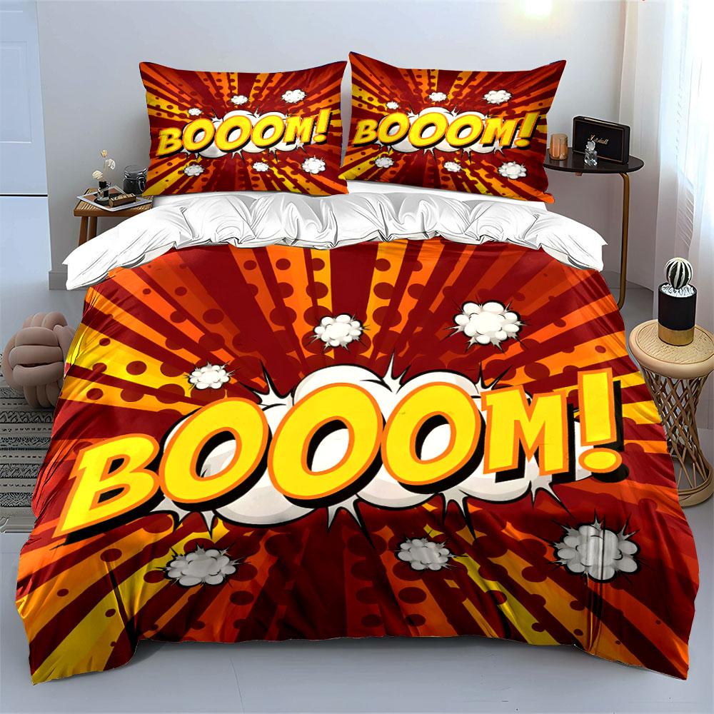 Vibrant Comic-Inspired Decorative Set  Kid'S And Adults' Bedroom Decor, Exquisite Three-Piece Bedding Set Gift