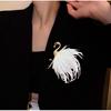 Zircon Flamingo Brooch with Feather Design - Creative Korean Fashion Accessories for Women