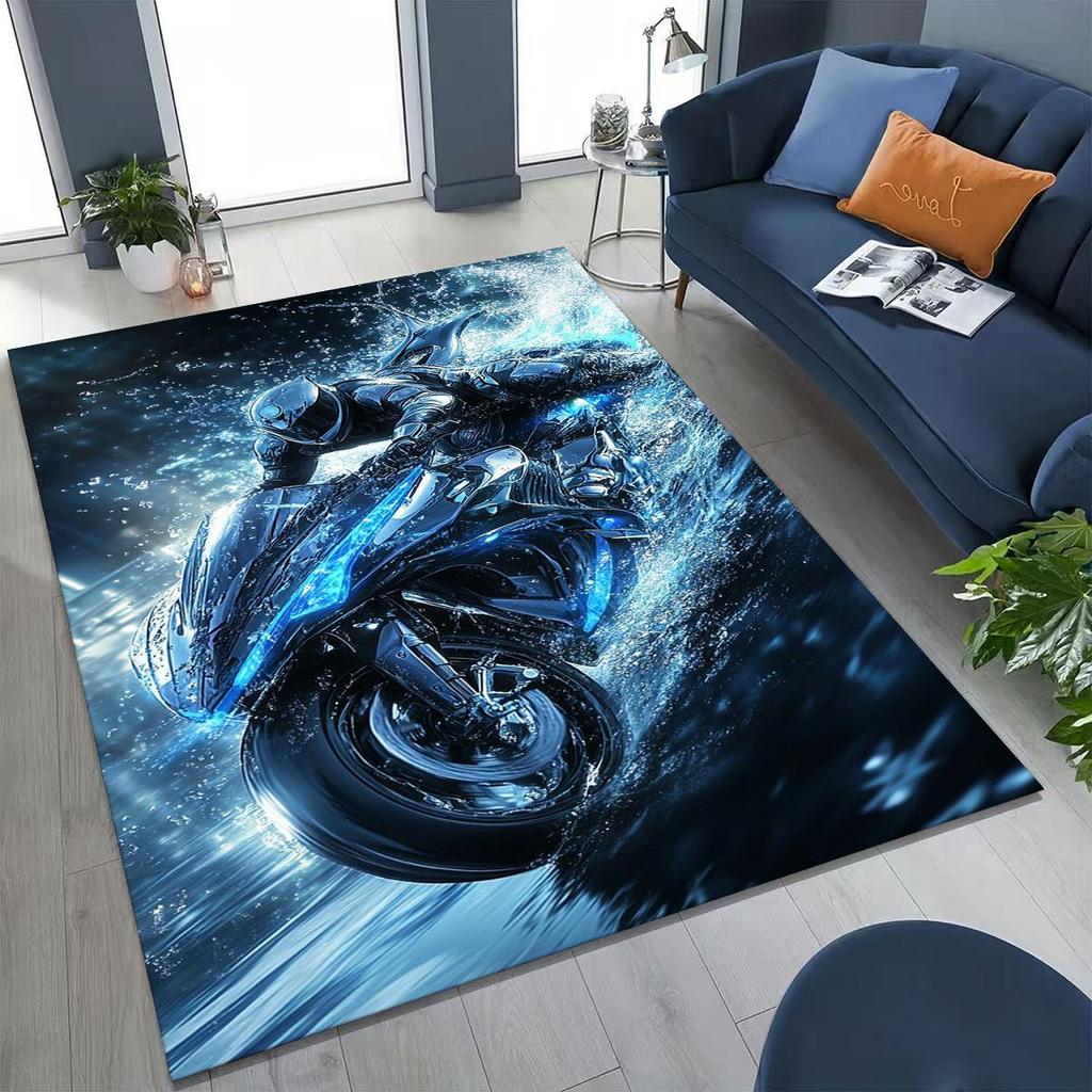 Alfombra Decorativa Personalizada para Motociclista, Motocicleta, Arte, para Dormitorio, Sala de Estar, Sofá, Felpudo de Entrada del Hogar, Alfombra de Piso Grande Antideslizante para Niños