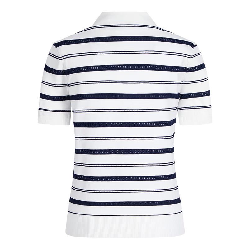 Navigare Women's Striped Knit Polo Shirt with Cutouts