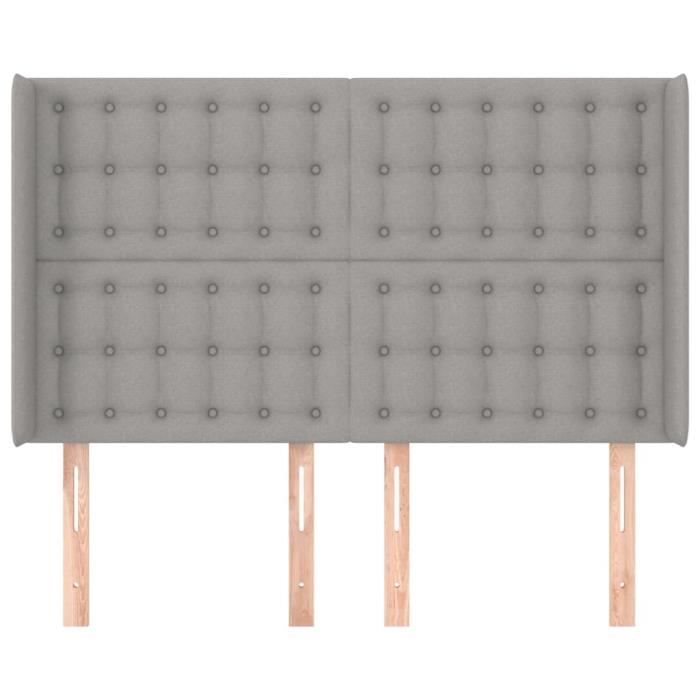 VidaXL Tête de lit avec oreilles Gris clair 147x16x118-128 cm Tissu3120012