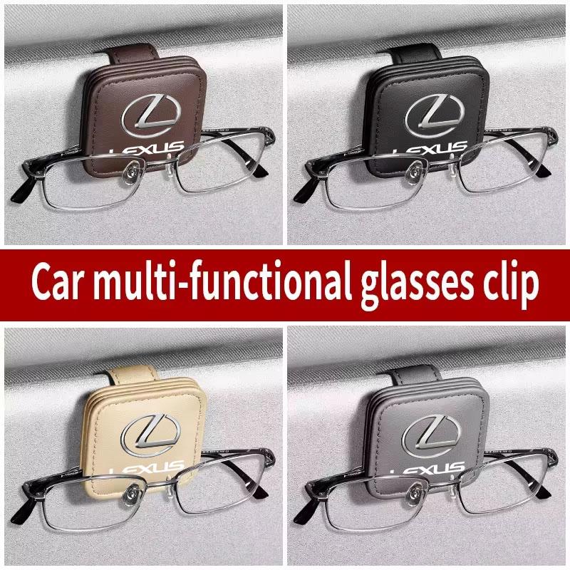 Car Sunglasses Holder Magnetic Leather Clip Ticket Holder For LEXUS RX300 RX330 RX350 IS250 LX570 Is200 Is300 Ls400 Accessories