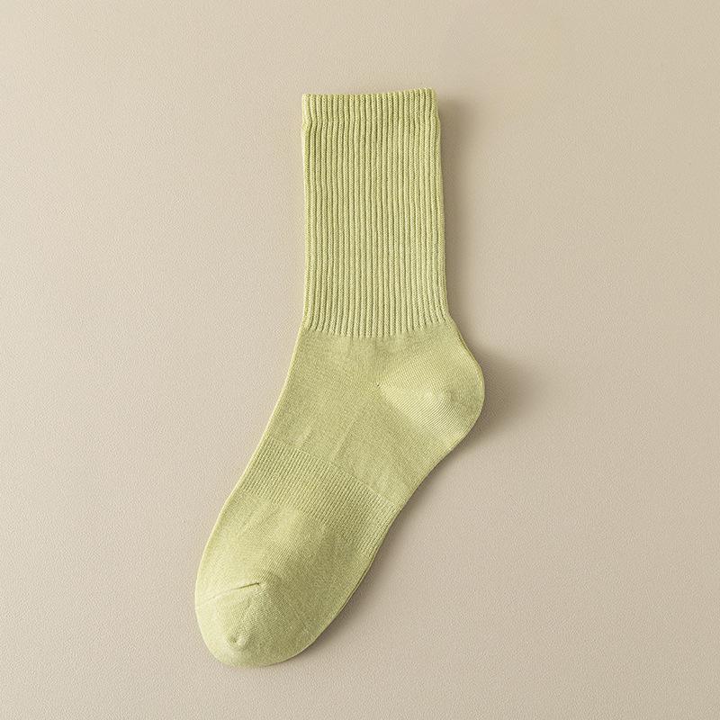 Female Autumn and Winter Solid Color Candy Color Waist Waist Sports High Tube Elastic Breathable Tube Cotton Socks