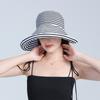 Foldable Stripe Bucket Hat Wide Brim Sunscreen Hat Simple Sun Protection Cap  Beach