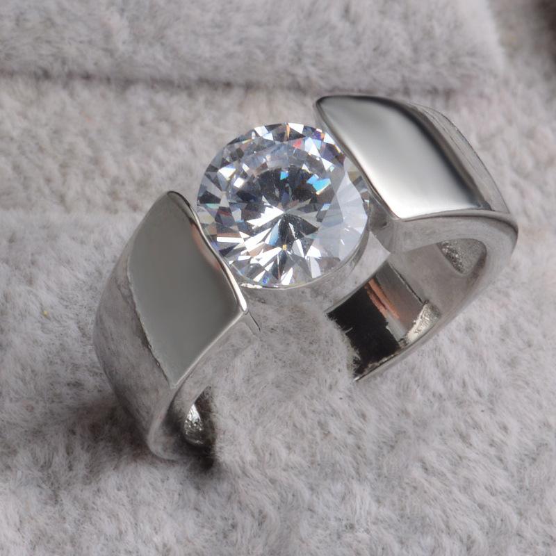 Paar 30% Silberfarbe Fabrik Großhandel Ringe für Frauen Anillos Mujer Großer Zirkonia Kristall Anel Bague Silber Frau