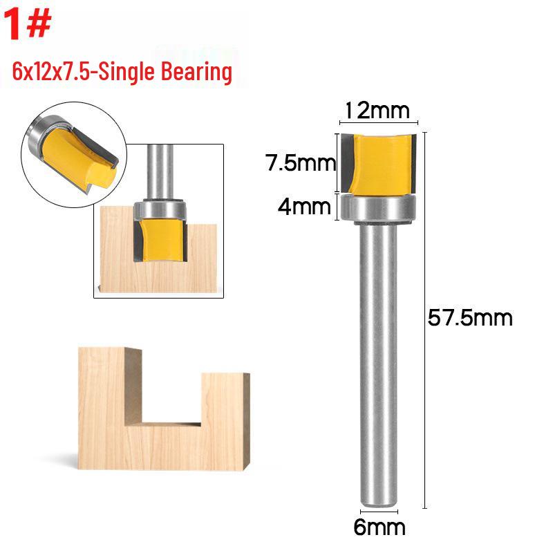 6-Pattern Guide Trim Router Bit with Bearing for Woodworking