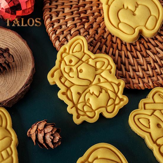 Świąteczny wykrawacz do ciastek 3D Mini kreskówkowy kształt zwierzęcia Stempel do fondantu i ciastek do pieczenia Dekoracja ciasta Motyw świąteczny Corgi Kociak Pies Kot Święta