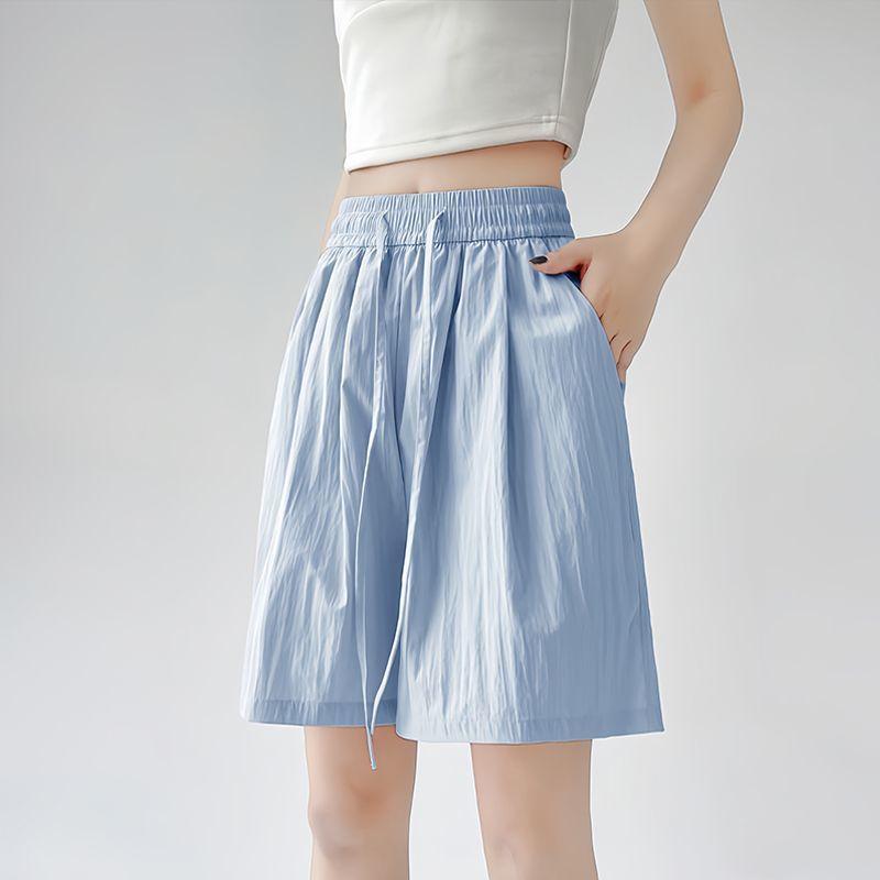 

Dopamine shorts women s summer new loose wide-leg Yamamoto pants casual small ice silk five-point pants 3XL светло-синий