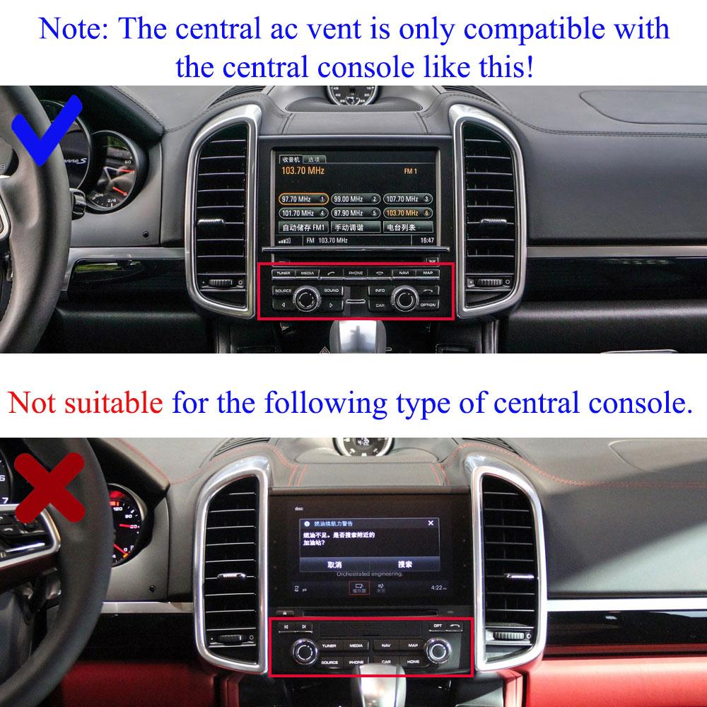 Carbon Fiber Center AC ventilasjonsgitter foran venstre høyre bak luftventilasjonsgitter komplett montering for Porsche Cayenne 7P5