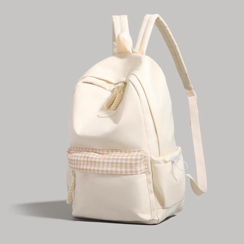 Solid Color High-value Backpack Women's 2025 Summer New Large-capacity Korean Versatile Junior High School Student Schoolbag