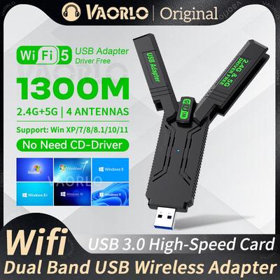 1300Mbps WiFi USB Adapter Dual Band 2.4G/5GHz Wi-Fi Dongle USB3.0 Hoge Snelheid 802.11AC 4-Antennes Draadloze Ontvanger Driverloos