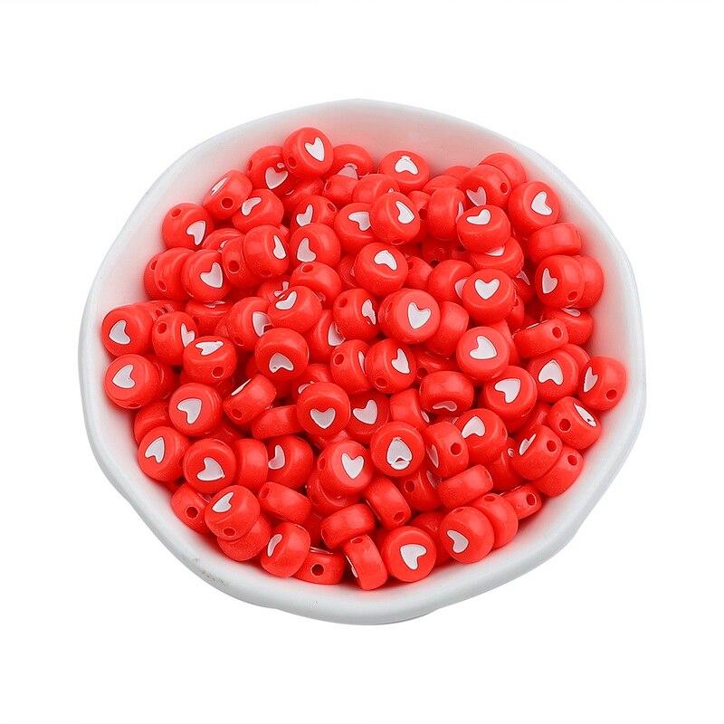 100PCS Acrylic Love Heart Loose Spacer Beads for Jewelry Making