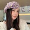 Winter hat women's fleece warm knitted wool hat big head circumference beret fashionable versatile stacking hat