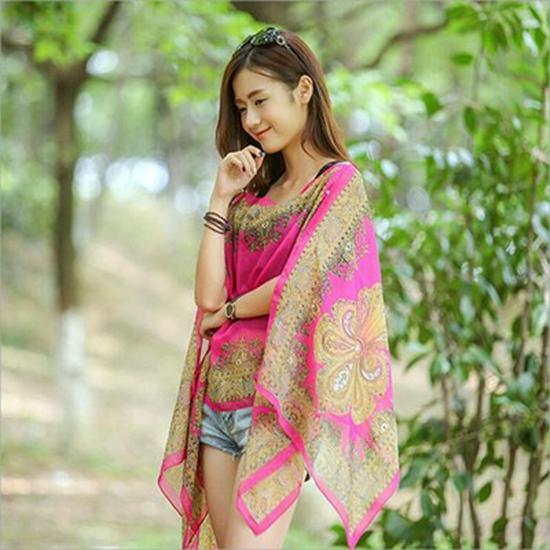Versatile Chiffon Shawl Scarf: Women's Multi-Functional Sun Protection, Beach Towel, and Super Long Wrap for Spring/Summer.